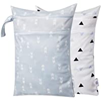 HBselect 2 Bolsas Pañales Bebe Impermeable Con Cremallera-Organizador Pañales De Tela Reutilizable Para Viaje Playa…